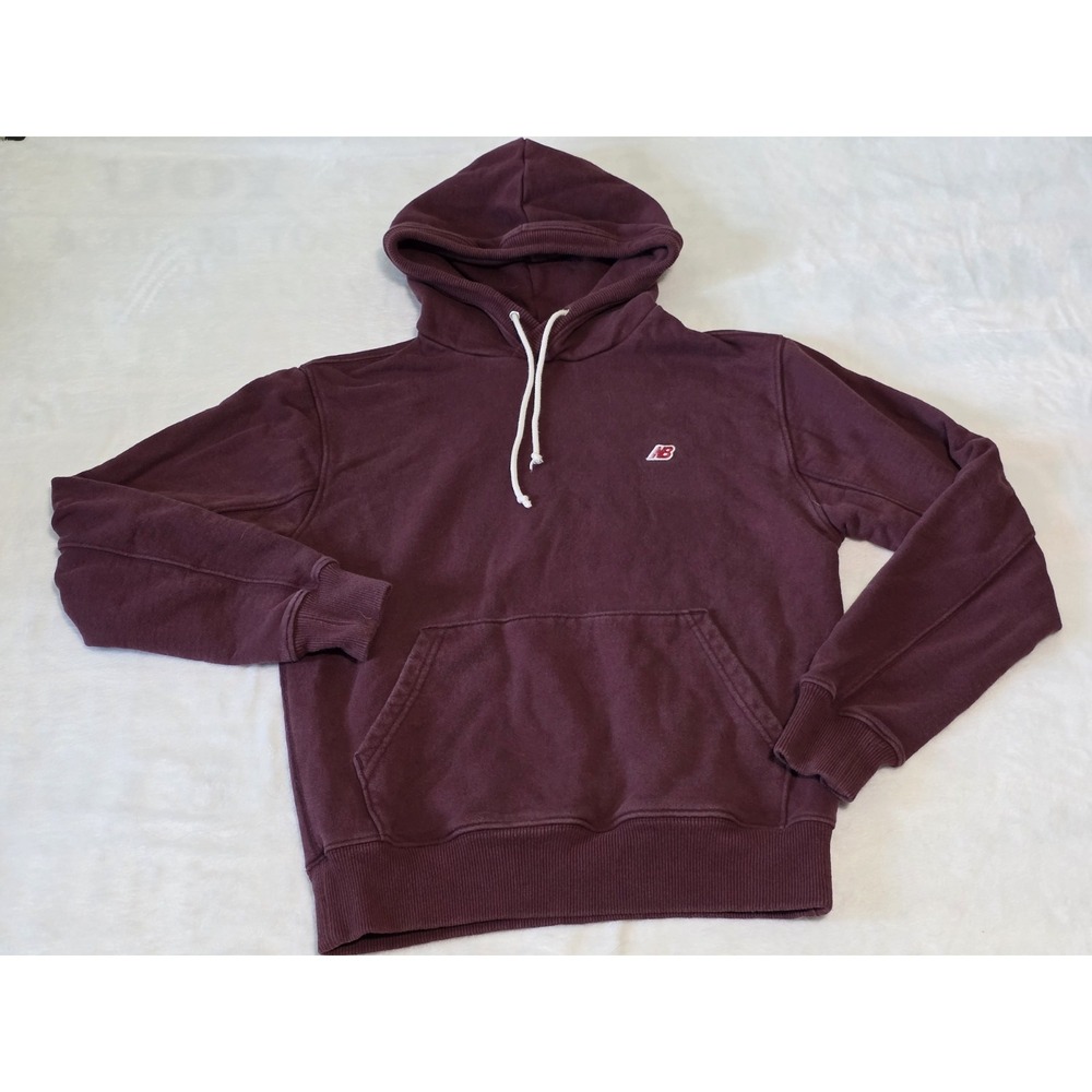 New balance sweatshirt mens small made in USA burgundy french Terry Hoodie Logo